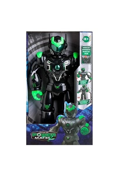 POWER 40cm Robot Toy with Lights, Sound and Movement - Batteries, Black/Green - Gift