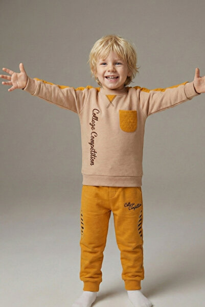 mini&sweet Boys' Suit Cotton Long Sleeve Bottom-Top Suit
