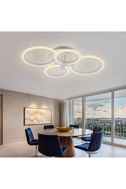OEM Circular LED chandelier white design with remote control, dimmable, 80W