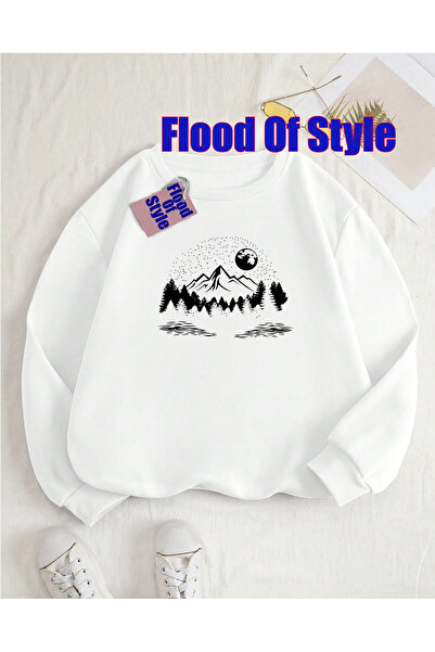 Flood Of Style Swea tricou cu guler cu imprimeu Biskilet, minimalist, din lem...