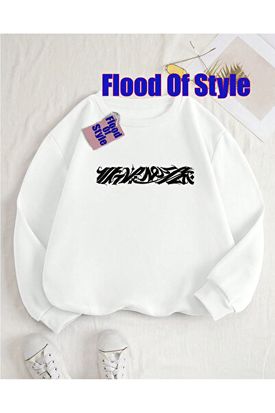 Flood Of Style Tekst sive linije Minimalistička Štampano majica sa okruglim i...