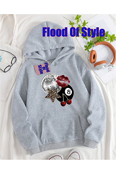 Flood Of Style Φούτερ με μαύρο γιακά 2 Minimalist με τύπωμα Biskilet