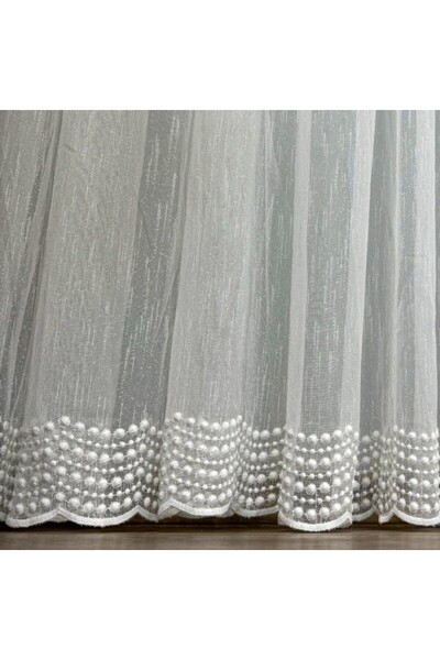 CumparaMisim Ariel curtain type IN Embroidered, Ivoire, 140cm width x 260cm height, with rod loop