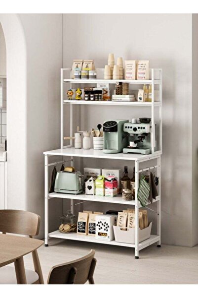 DASEN طاولة قهوة زاوية، رف تخزين للمطبخ بخمسة أرفف