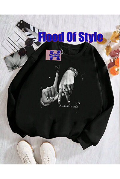 Flood Of Style Inele albe pentru mâini Minimalist cu imprimeu Biskilet Yaka S...