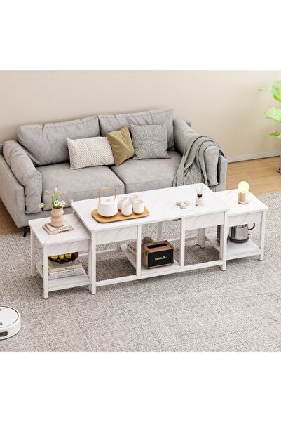 DASEN Set of 3 Nesting Sofa Tables – Small Coffee & TV Tables, Living Room Center Table (Wood co