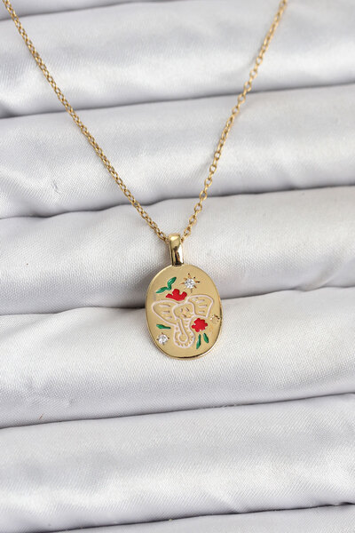 Skygo قلادة نسائية من الفولاذ 316L بلون ذهبي مع شكل فيل - TJ-BKO10754