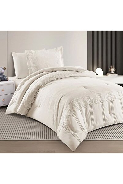 Reiashn Rival Lace Embroidered Light Beige Summer Single and a Half Bedspread