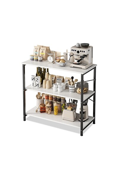 DASEN Durable White 3-Tier Kitchen Storage Rack, Multi-tier Organizer for Kitchen, Living room,
