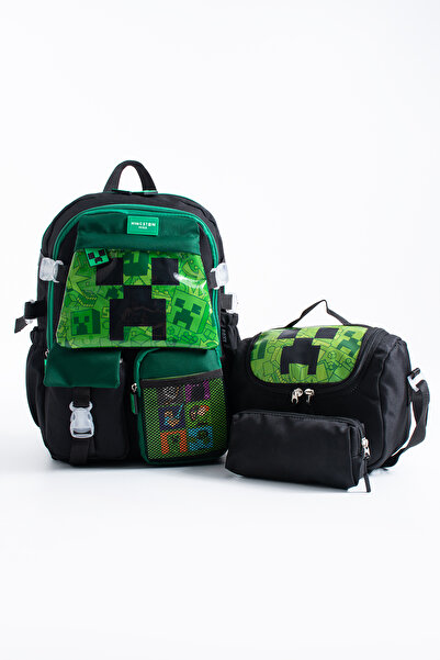 Kingston Hill Creeper Kawaii Kore Tarzı Çok Bölmeli İlkokul Çantası 3 lü set (Çanta + Termal Beslenme + Kalemlik)