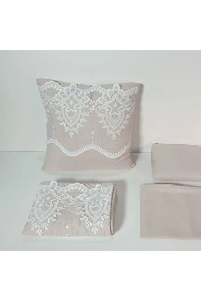 Reiashn Romantic dark beige lace summer bedspread, single and a half size