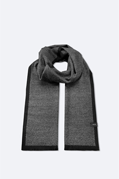 Avva Men's Black Patterned Tassel Shawl A52Y9403