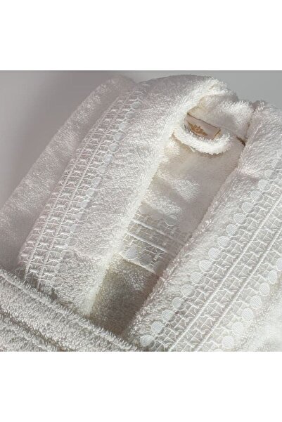 Reiashn Famliy Turkish 100% Cotton Lace Robe Set, Off-White, 13 Pieces