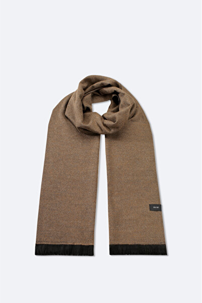 Avva Men's Mink Patterned Tassel Shawl A52Y9403