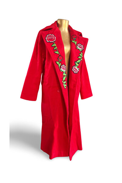 MDY-marketplace Red wool coat with roses