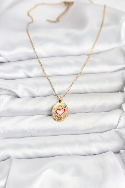 Lisinya قلادة نسائية من الفولاذ 316L بلون ذهبي مع شكل قلب -