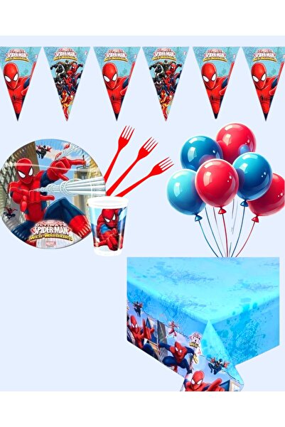 Evabrite Spider-Man Themed Party Set for 8 People - Spider Birthday Celebration Supplies