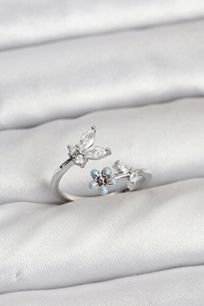 doremodam خاتم نسائي من النحاس الفضي على شكل فراشة - ليسينا