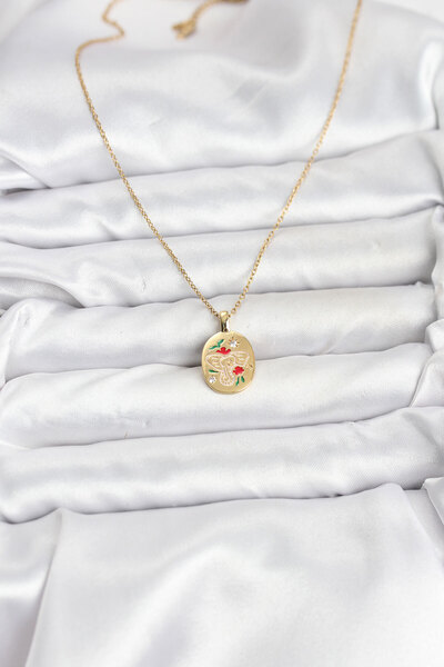 Lisinya قلادة نسائية من الفولاذ 316L بلون ذهبي مع شكل فيل -