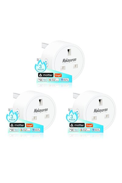 Generic Makayuron Smart Plug Matter 3-Pack (16A/3840W, 2.4GHz, Works with Alexa/Google Home/Apple Home)