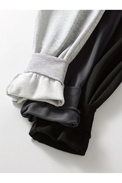 TORUK MAKTO 3 Pieces Unisex Regular Black Gray Navy Blue Ribbed Leg Sweatpants