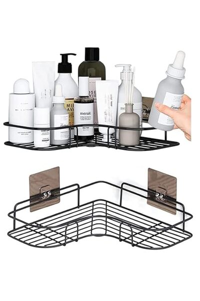Xess 2Pcs Corner Shower Shelves,Self Adhesive No Drilling Wall Mounted Shower Storage Shelf Organizer