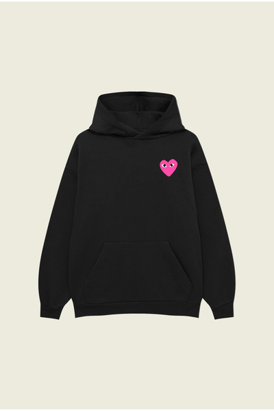 PURE POWER Comme Des Garçons Roz UNISEX supradimensionat BUMBAC NEGRU K cu gl...