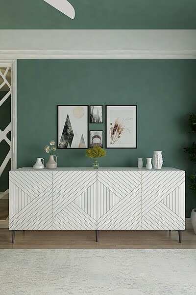 CENEYRA KA1806B FERRO180 KONSOL, KAHVE KÖŞESİ ve TV SEHPASI BEYAZ 180cm