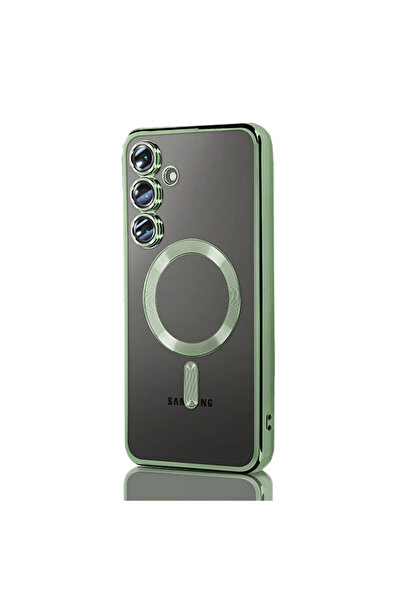Samsung Husa Plating pentru S25 Ultra, MagCase, TPU Transparenta, frame Green