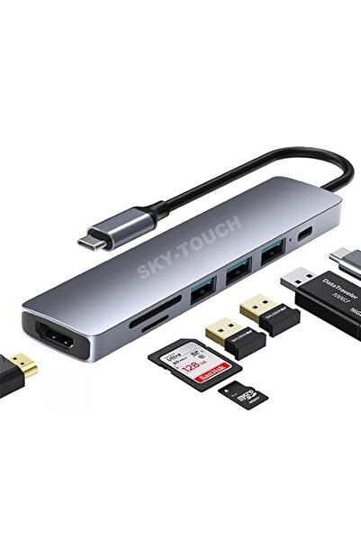 Xess 7 in 1 USB C Hub Multiport Type-CAdapter, USB Hubs with SD Card Reader, 4K HDMI Output, 3 USB 3.0