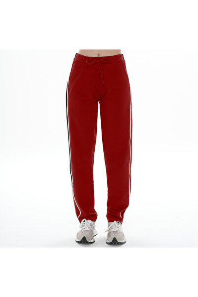 ASN Wear Asn Concept Women's Burgundy High-Waisted Sweatpants with Double Side Stripes (Available in Plus Size)