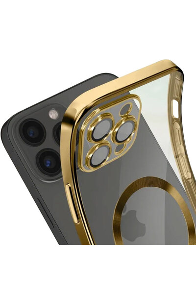 Apple Калъф за iPhone 15 - силиконов с MagSafe, тънък, прозрачен, златен