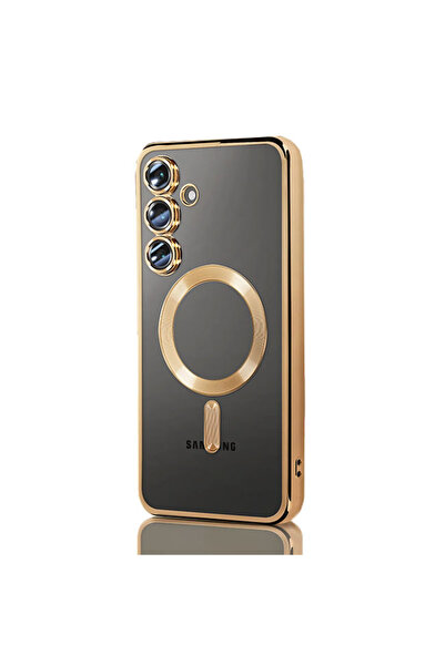 Samsung Husa Plating pentru S25, MagCase, TPU Transparenta, frame Gold