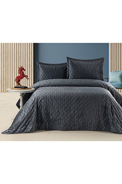 Bella Home Cuvertură de pat dublă din catifea Zara - Antracit