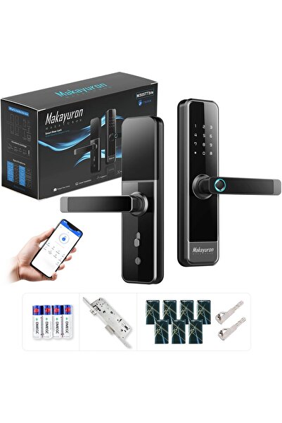 Makayuron قفل الباب الذكي 4585 Mortise، فتح 5 في 1 (تطبيق TTLock، بصمة الإصبع، رمز المرور، البطاقة، المفتاح)