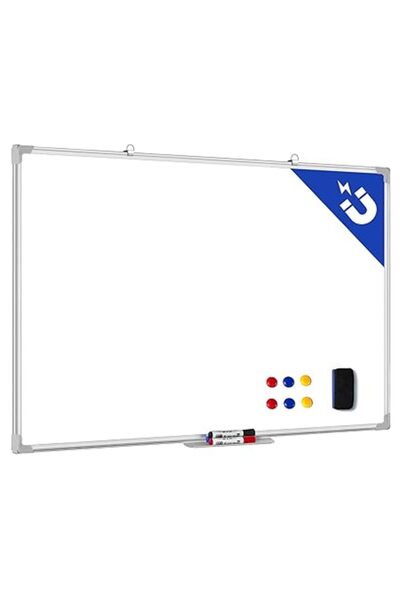 Xess Magnetic Whiteboard 90X120cm, Wall Mounted White Board with Pen Tray, Mountable Dry Erase Wipe Whi
