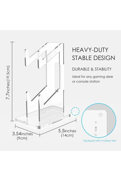 JZS 2-Tier Game Controller & Headphone Stand, Clear Acrylic, Compatible with Switch/PS5/PS4/Xbox