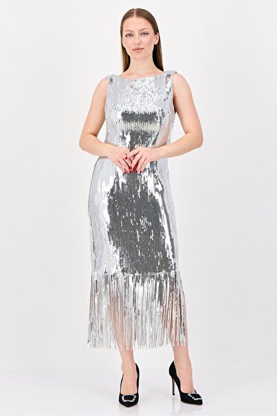 NANETTE LEPORE Women Sequin Midi Dress, Silver
