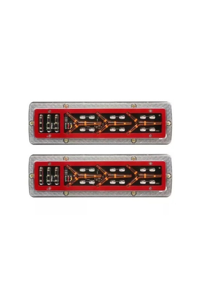 Universal Set of 2x 12V LED Stop Lamps – Metal Housing – 5 Functions – Dynami...