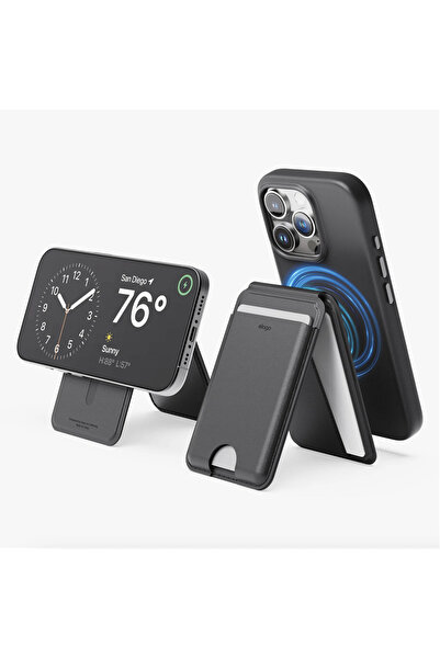 Elago Manyetik Deri Kartlık – MagSafe Uyumlu Ayaklı Çok Açılı Telefon Cüzdanı...