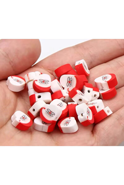 Bijumix Aksesuar 25 Adet 10 mm Polimer Kil Fimo Noel Baba Boncuk – Yeni Yıl S...