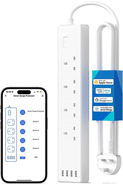 MEROSS Smart Power Strip - HomeKit, Alexa & Google Home Compatible, 4 AC Outlets + 4 USB Ports