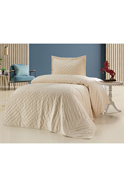 Bella Home Zara Velvet Bedspread Single Cream