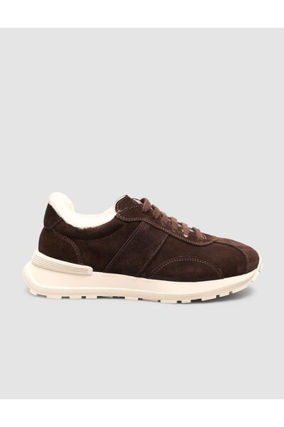 Cabani 100% Genuine Leather Brown Suede Fur Women's Sports Shoes
