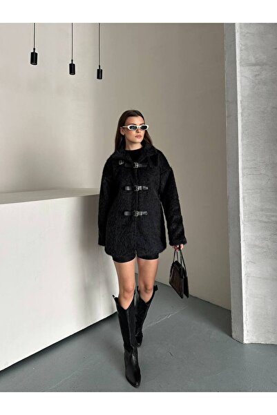 ZF BUTİK Jachetă cu supradimensionat pene cu centură