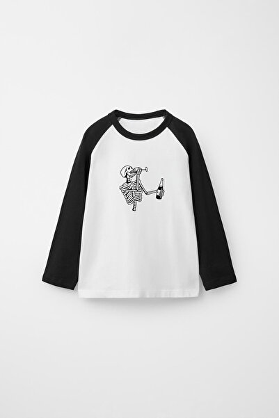 Freak Tshirt Reglan Sleeve Long Sleeve Printed White Black T-Shirt
