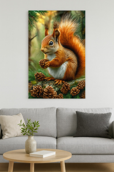 BLT DİZAYN Squirrel Wall Decor – Nature Themed Painting for Children's Room and Living Room