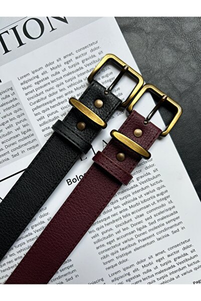 LİA KEMER 2-Piece Hard Oval Rectangular Pattern Women's Antique Vintage Buckle Belt Coat Belt Dress Pants Belt