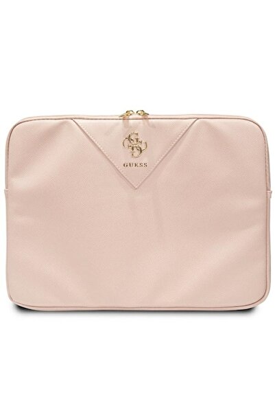 Guess ZIP Leather Triangle Laptop Sleeve, Faux Leather, 26 x 34 x 2.5 cm, Pink