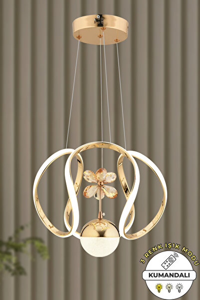 Dekorluna Aura Kumandalı Gold 3 Renk Işık Özellikli Dimmerli Modern Kaplama S...